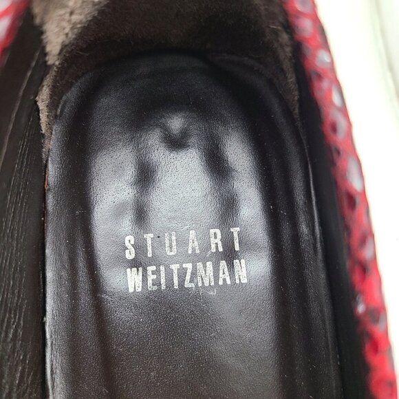 Stuart Weitzman Red Black Ombre Snakeskin Loafers - Picture 10 of 12